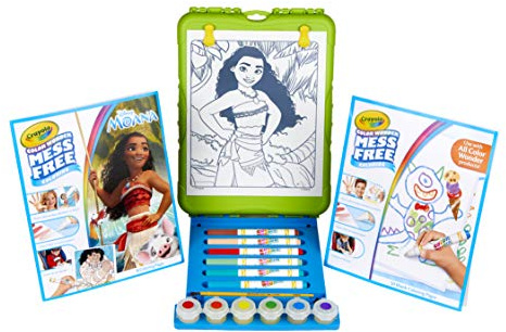 CRAYOLA Color Wonder Travel Easel Moana Pages with Bonus Pages, Markers and Color Wonder Paint Coloring Travel Books and Esel MEGA Set