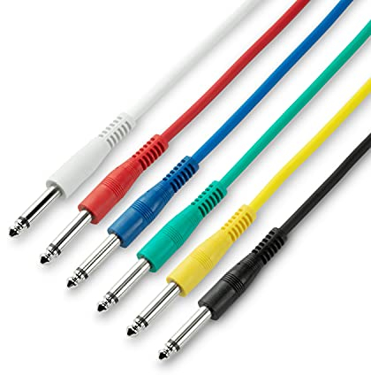Adam Hall Cables 3 STAR IPP 0120 SET - Patchkabel Set, 6,3mm Klinkenstecker mono auf 6,3mm Klinkenstecker mono, 6 Stück, bunt, 1,2m