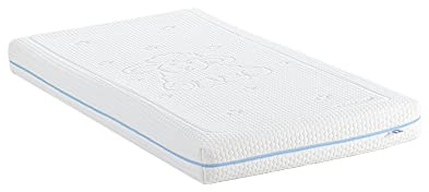 Matelas bébé 70x140 cm Minea épaisseur 14 cm - Mousse Haute Densité + Supersoft - Déhoussable & Respirant - Fabriqué en France - Modèle Sweet Dreams - Bleu
