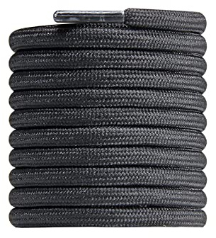 CCSOFTIME 2 Paia Lacci Scarpe Neri Rotondi per Stivali da Lavoro Scarpe da Trekking,Stringhe per Scarponi di Montagna Antinfortunistiche,Stringhe Robuste e Resistent,Neri-110cm