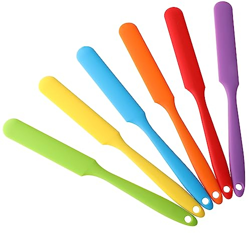 WLLHYF Set di 6 spatole in silicone colorate, 24,9 cm, antiaderenti, con manico lungo, per spalmare pastelli, torte, creme, pancake, frutta, resina, set di raschietti (6 colori misti)
