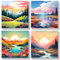 MOGTAA 4 Pack Landschaft Malen Nach Zahlen mit Rahmen, Berge und Flüsse Malen-nach-Zahlen-Set Erwachsene Kinder, DIY Ölgemälde Leinwand Set, Acryl-Malen Nach Zahlen für Home Deko Geschenk 20x20cm