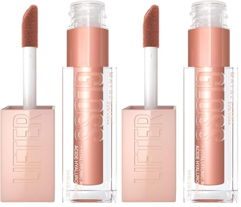 Maybelline New York Lifter Gloss, Plumping & Hydrating Lip Gloss with Hyaluronic Acid, 5.4 ml, Shade: 008, Stone (Pack of 2)