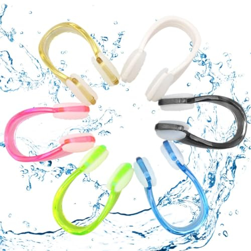 EAVUYIS Paquete de 6 Pinzas de Silicona para la Nariz, Pinzas de Nariz para Natación, Protector Nasal para Entrenamiento de natación para Adultos Niños Principiantes Nadadores