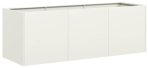 vidaXL Pflanzkübel Weiß 120x40x40 cm Kaltgewalzter Stahl, Pflanzschale, Garten-Garten-Pflanzkübel, Outdoor-Pflanzgefäß, Hochbeet, Pflanzgefäß