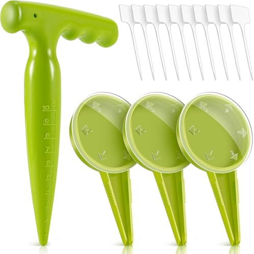 14pcs Blumenzwiebel Zwiebelpflanzer mit Kalibrierung samenpflanz Set Dibbe Gabel Aussaat-Samenspender für Gartenbepflanzung Pflanze Dibber mit Messungen Etiketten Tags