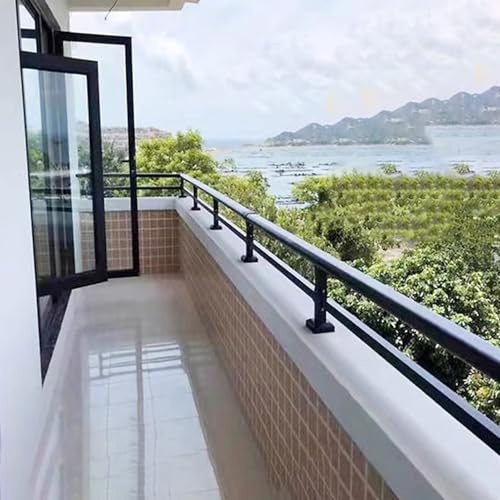 Set ringhiera in acciaio zincato per balcone, rivestimento a spruzzo elettrostatico nero, impermeabile, per terrazza, alzata, altezza 40 cm, lunghezza 60 cm, soluzione di sicurezza esterna