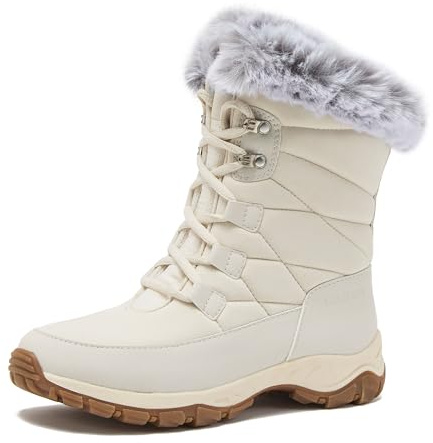 Lands' End Expedition Max Waterproof Insulated Womens Snow Boots, Winter Boots for Women, Medium or Wide Width Sizes 6 to 11, Black, Brown, Blue, White or Grey Winter Shoes - White, 11 Medium