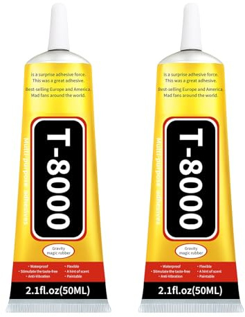 2 stycken T8000 mobiltelefon display lim, mobiltelefondisplay lim smartphone 100 ml, kristallklart lim, glaslim strass lim för skärmreparation keramik metalltyg trä