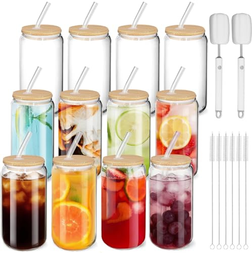Cafultgo Home Essentials, glas 473 ml ölglas 12-pack cocktailglas glas kopp idealisk för cocktail whisky te cola juice soda – presentset