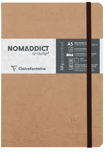 Clairefontaine 79343C Nomaddict Carnet Élastiqué Cousu My.Essential Tabac