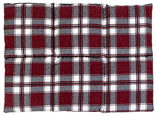 Linfrökudde stor 40 x 30 cm 6 kammare, flanell rutig röd – värmekudde, kornkudde för mikrovågsugn och ugn t.ex. för rygg och mage – linnekudde 30 x 40, flanell rutig röd
