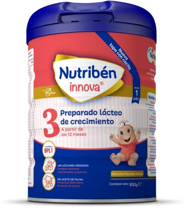 Nutribén Innova 3 - Leche en Polvo Bebé | Fórmulade Crecimiento a partir de los 12 Meses | sin Aceite de Palma | con Cacito Dosificador más Higiénico | con BPL1 | 1 Bote de 800g
