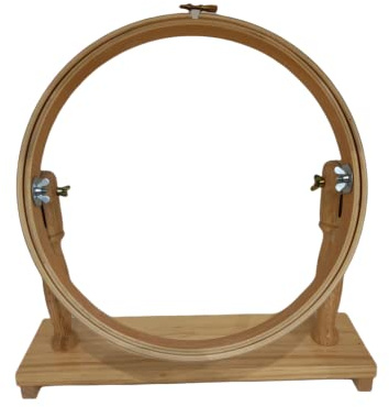 TELAIO CON PIEDE PER RICAMO PUNTO CROCE DIAMETRO 25 CM IN LEGNO