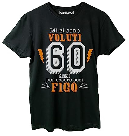 thedifferent T-Shirt Maglietta Uomo con Grafica Compleanno - 60 sessanta Anni per Essere Cosi Figo - Idea Regalo Festa papà Zio Figlio Amico Nonno