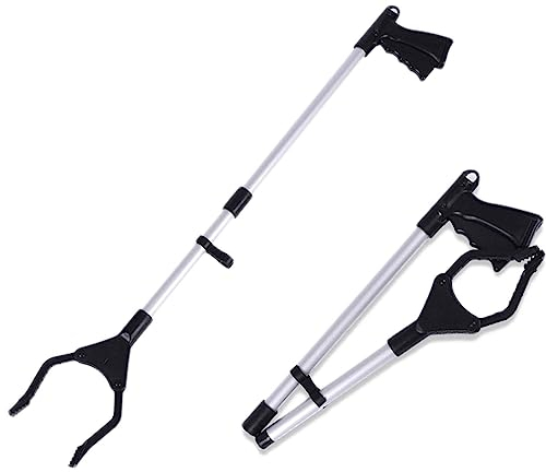 AMNOOL 2er-Pack Greifer-Reacher-Werkzeug, 32 Zoll Extra Langer Faltbarer Müllgreifer, Leichter Müllgreifer, Armverlängerung, rutschfeste Backe, Greifwerkzeug für ältere Menschen,Black