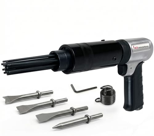 LE LEMATEC Air Needle Scaler with Chisel Kit, 4800 BPM Pneumatic Hammer for Rust & Paint Removal, Metal Scraper Tool - LE-AN324K