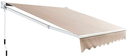 HOMASIS Store rétractable 2,5 x 2/3 x 2,5 m, Store banne avec Protection UV & Eau, Store à Bras articulé avec manivelle, Angle réglable de 40 à 100° pour Balcon Jardin,terrasse (Beige, 295 x 250 cm)