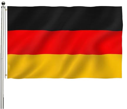 Drapeau Allemagne 60 x 90 cm, grand drapeau allemand 90 x 60 cm, bannière Allemagne, polyester léger, drapeaux avec œillets en laiton, drapeau résistant aux intempéries pour tige de drapeau