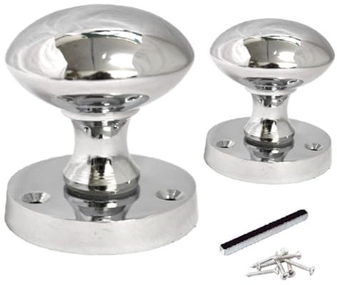 Betley Butterfly Chrome Polished Mortice Sprung Door Knob Set Pack Pair Round Victorian Door Knobs 56mm (Handles, 1, Pairs)