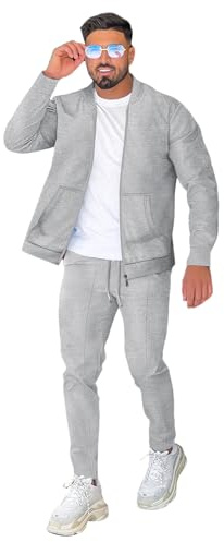 DONYKARRY Tracksuits Da Uomo 2 Pezzi Camicia Sportiva Con Colletto Da Baseball Felpa Set Tuta Da Uomo Allenamento Top & Bottom Set Sport Jogging Suit Set
