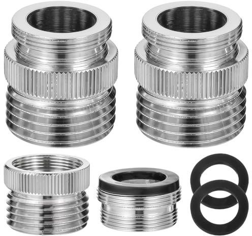 ZEYIYER Lot de 2 adaptateurs de tuyau de robinet avec aérateur, adaptateur de robinet vers tuyau d'arrosage, pour cuisine et salle de bain, filetage 3/4 Chromé