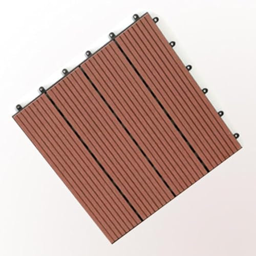 VUIKLCty Piastrelle quadrate for terrazza in Legno Composito, terrazza for Esterni ad Incastro, Uso for Tutte Le Stagioni, tappetini for terrazza in Legno e plastica tagliabili