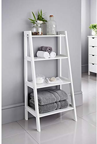 Modern vit 3 nivåer B förvaringshylla för New England hem stor stil Maine steghylla