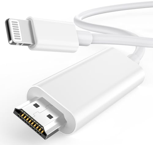 [Apple MFi Certified] Apple Lightning to HDMI Cable Adapter for iPhone to TV, 1080P Lightning to Digital AV Adapter Sync Screen Connector for iPhone 14 13 12 11 Pro Max XS XR X to TV Projector Monitor