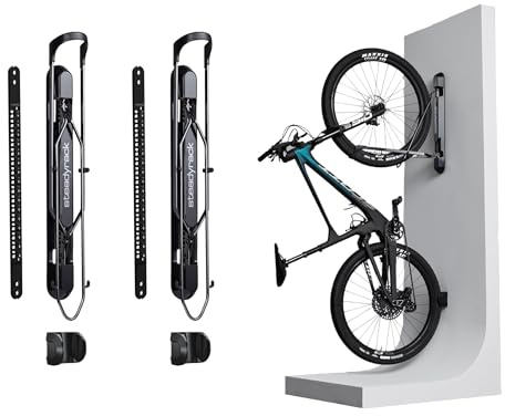 Steadyrack ProFlex Wide Bike Rack - Vertical Wall Mount Bike Storage for Home - Roll-In Roll-Out System – Space-Saving Pivot - Fits MTB, eMTB, Gravel, Fender and More - 2 Pack