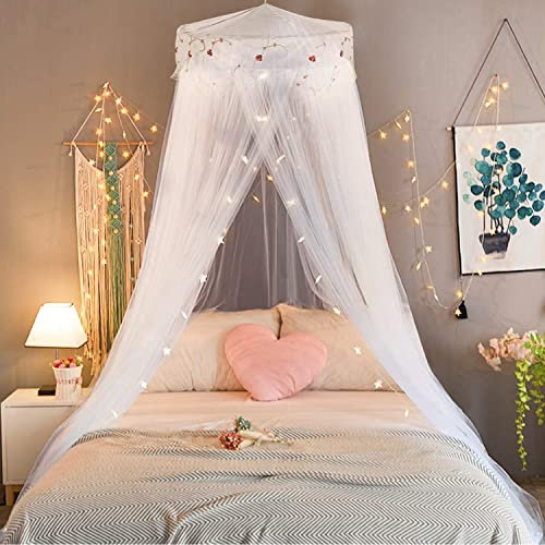 Tienda de campaña con toldo de princesa para cama infantil, mosquitera y cortina de gasa, cúpula de algodón natural, rincón de lectura para decoración de habitación de niños (260 x 110 cm)