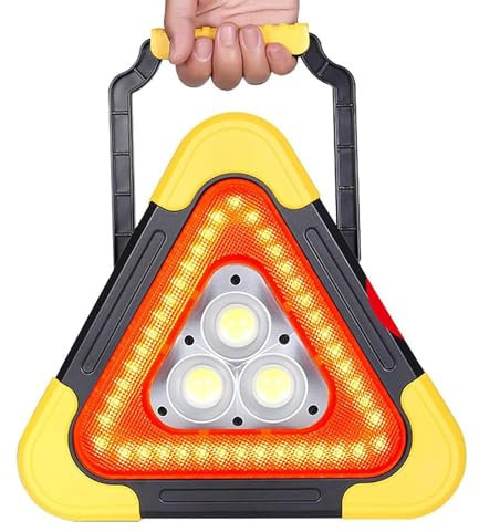 MObyat Segnale di Avvertimento per treppiede per Auto, luci di Emergenza triangolari Impermeabili solari, Ricarica Solare/Regolazione a 3 Posizioni, per Manutenzione Auto, Assistenza Stradale