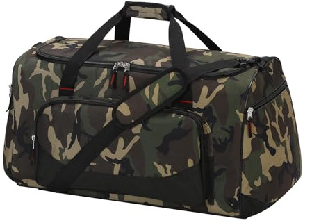 LONALIA 55L Grand Sac de Sport Homme - Sac de Fitness Homme, Sac de Voyage pour Gym, Weekend - Camouflage