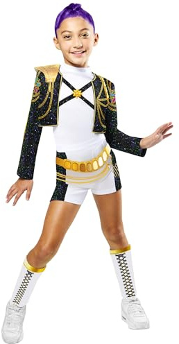 Rubies DISFRAZ KPOP RUMI GOLD DELUXE niña, niñas, k-pop, rumi, netflix, Top de lentejuelas, shorts con cinturón extraíble y perneras, Licencia oficial Netflix, huntrix, carnaval, cosplay. TALLA XS