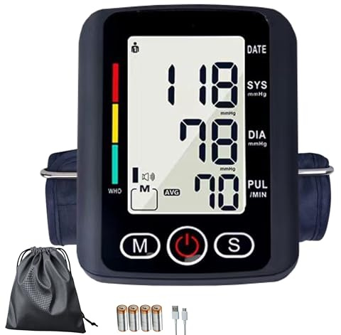TradeProvider - Monitor automático de presión arterial de brazo con pantalla grande, batería y bolsa de transporte, máquina digital BP precisa, monitor portátil con memoria para el hogar, viajes y