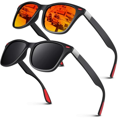 LINVO Occhiali da Sole da Uomo Donna Polarizzati Classici Moda Rettangolari TR90 100% Protezione UV400 per Guidare la Pesca
