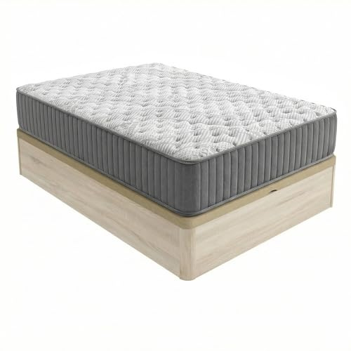 Homey - Pack Colchón Viscoelástico Serenity | Muelles Ensacados 7 Zonas + Canapé Madera Reforzado y Gran Capacidad | Color Cambria 150 x 190