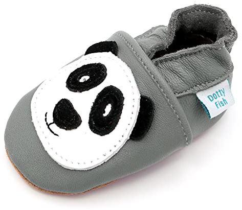 Dotty Fish Chaussures Bébé Premiers Pas Cuir Souple - Panda 2-3 Ans