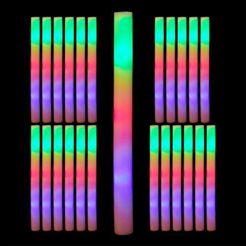 Relaxdays Leuchtstab LED 12er Set, Blinkstäbe, Leuchten in 3 Modi, Schaumstoff, Batterien inklusive, Partystab, weiß