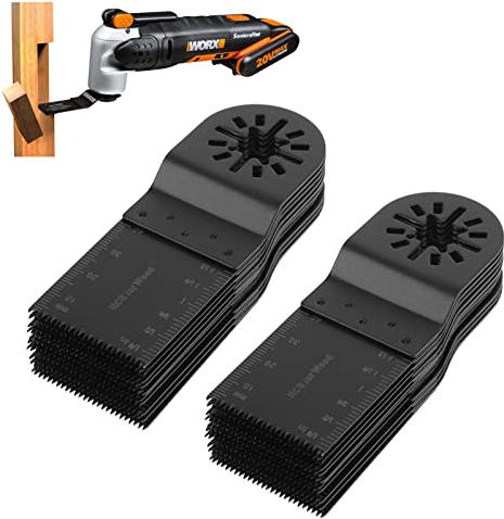 20PCS Multitool Sägeblätter, Fein Sägeblätter Oszillierend 34 mm Multifunktionswerkzeug Zubehör Akkurates Schnellentriegelungs-Sägeblätter