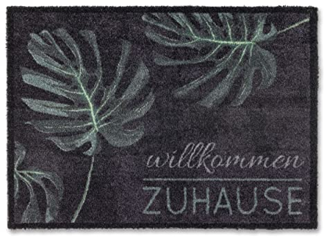 Astra Fußmatte innen rutschfest - Monstera grün 50x70 cm - Schmutzfangmatte waschbar und pflegeleicht - Felicido Sauberlaufmatte Eingang, Flur, Haustür