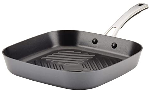 Rachael Ray Cook + Create Hard Anodized Nonstick Deep Grill Pan/Griddle, 11 Inch - Black