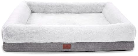 Orthopedic Large Dog Bed, Waterproof & Easy to Clean - Bolster-Sided Comfort with Non-Skid Base, Egg Foam for Big Dogs, Gray