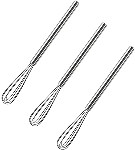 3 Stück Mini-Schneebesen,Schneebesen Edelstahl Klein Schneebesen Set Professional Rührbesen Schaum-Schneebesen-Werkzeug mit Edelstahlgriff für Mischen, Schneebesen, Schlagen, Aufschäumen und Rühren