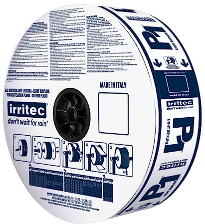Cinta de RIEGO POR GOTEO 16mm. Galga espesor de pared 6mil. GOTEROS CADA 20 cm. Bobina de 300 mts. Tuberia plana con caudal 1,1 litros por hora - Riego por goteo - manguera riego por goteo 16mm
