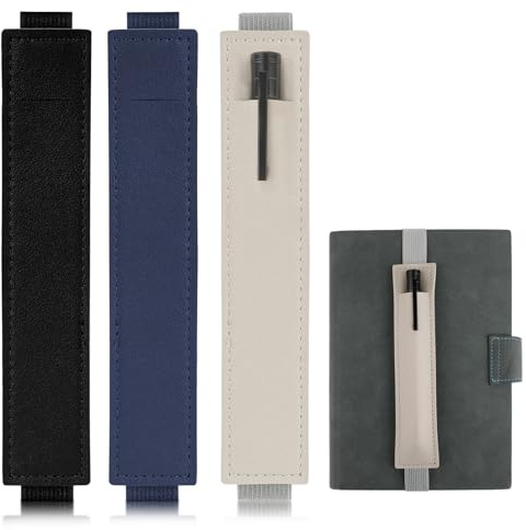 Abeillo 3PCS Pen Holder for Notebook, PU Leather Pen Sleeve Pouch Elastic Band Pen Pencil Holder for Journals Office