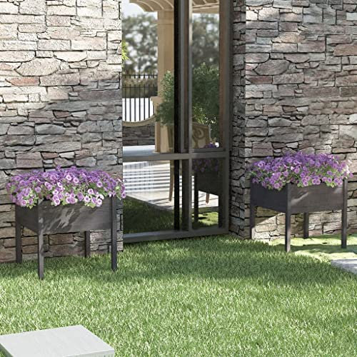 puraday Lot de 2 parterres surélevés pour jardin 70 x 70 x 70 cm - Jardinière pour légumes - Spirale d'herbes - XXL - Jardinière surélevée en pin massif - Grand parterre de fleurs - Gris