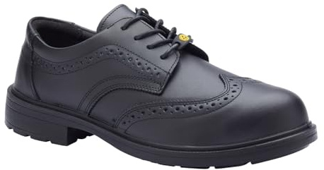 Blackrock ESD Brogue Smart Safety Shoes Black | Composite, Black, Metal-Free Toe Cap Shoes, Smart, Leather, Brogue, Office Safety Footwear, UK Size 13 / EU 48