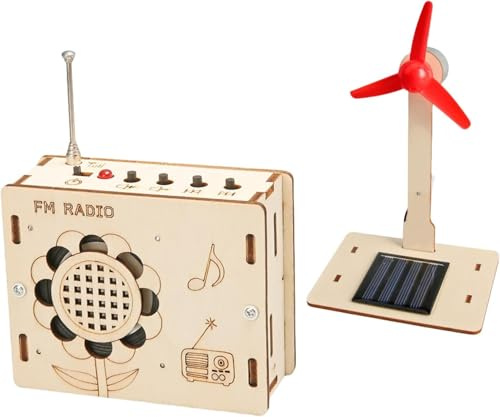 Kit radio FM fai da te e ventilatore solare, progetto scientifico elettronico con PCB, altoparlante, custodia, strumenti di montaggio, regali per bambini intelligenti