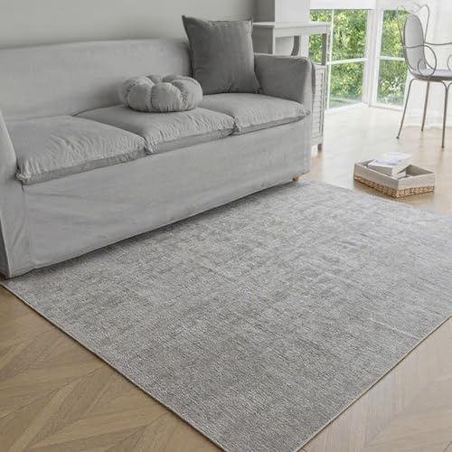 Obundi Waschbar Teppich Kurzflor Grau Anti-Rutsch 60x120cm Teppiche